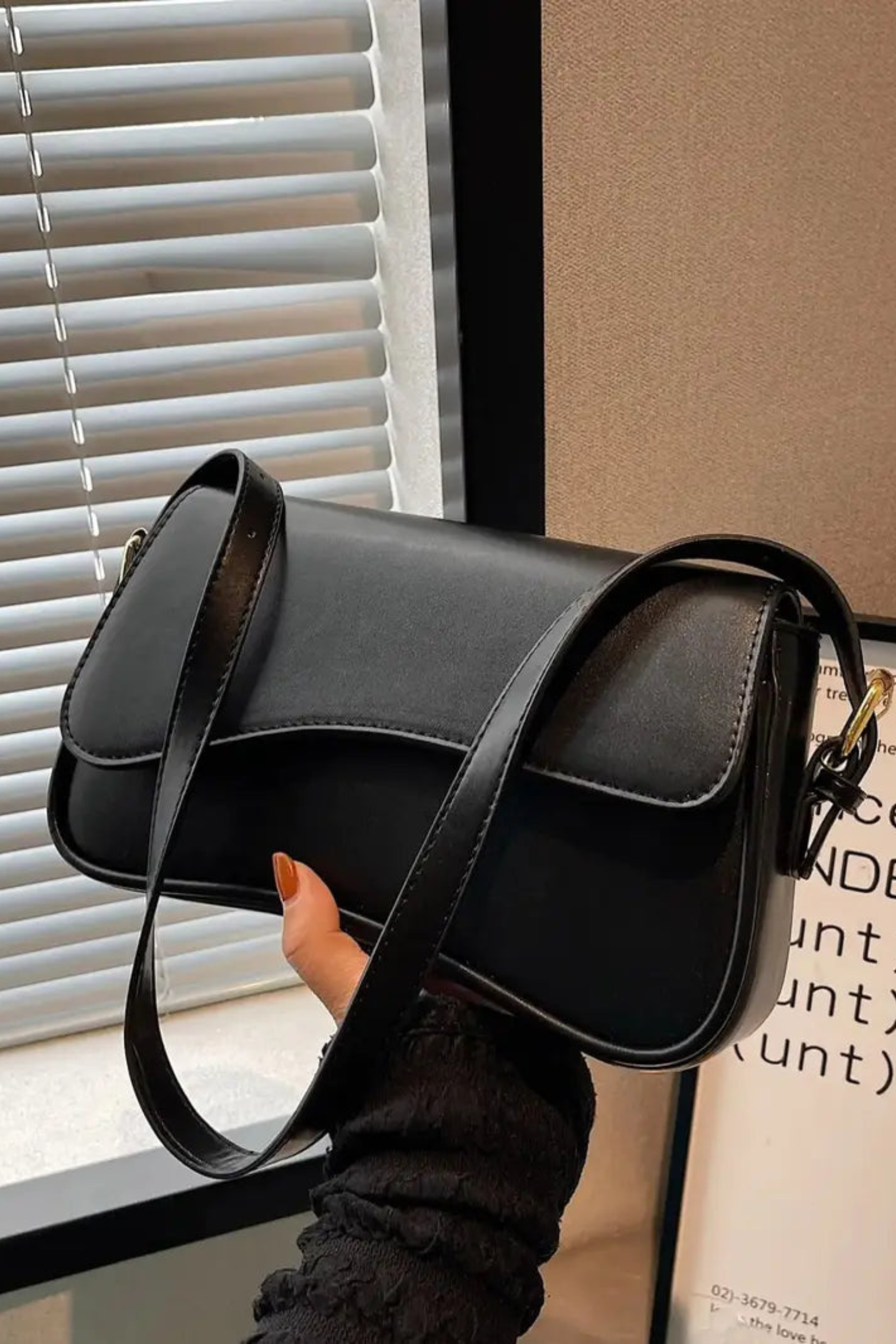 Structured Faux Leather Shoulder Bag