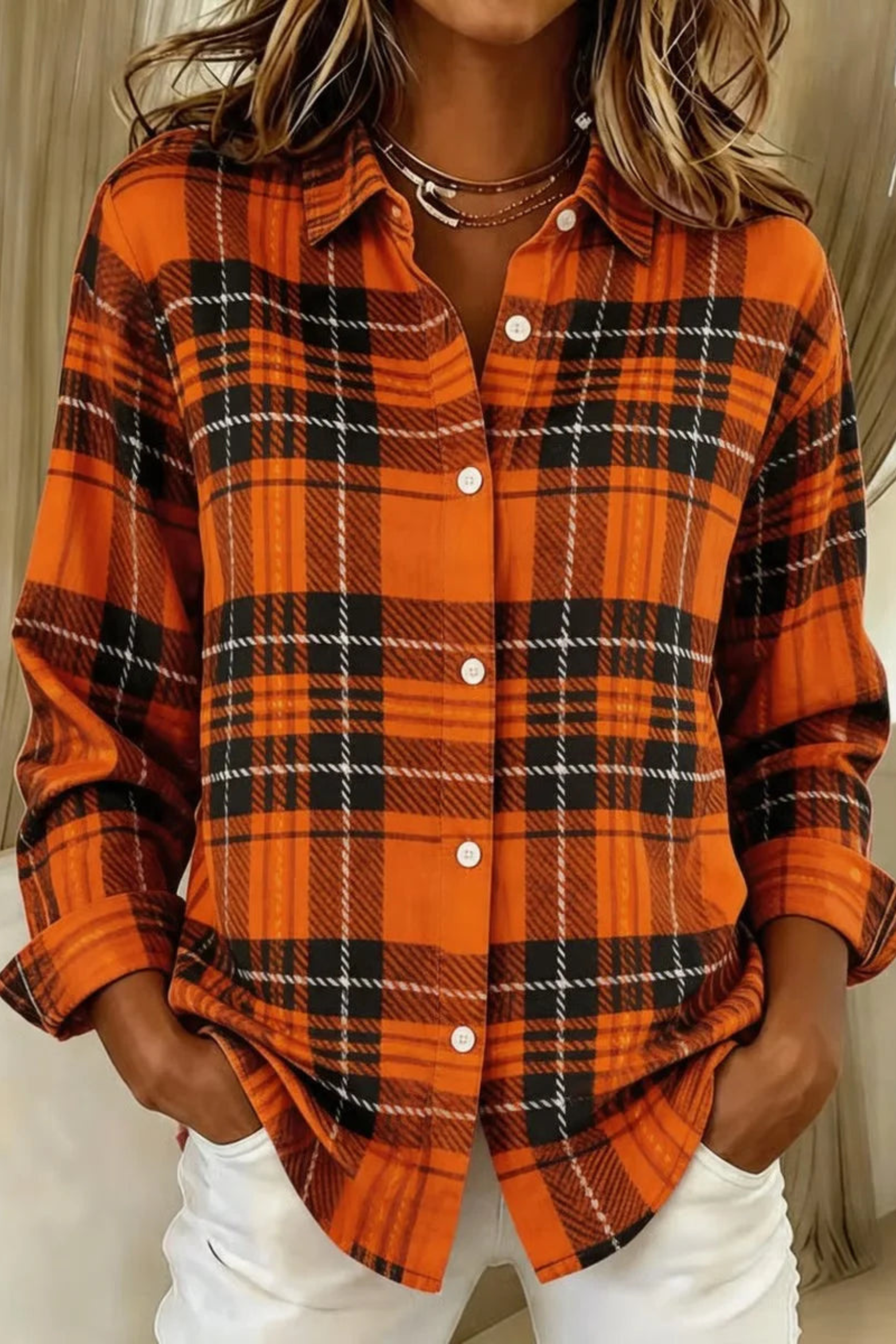 Women's Plaid Button Up Shirt