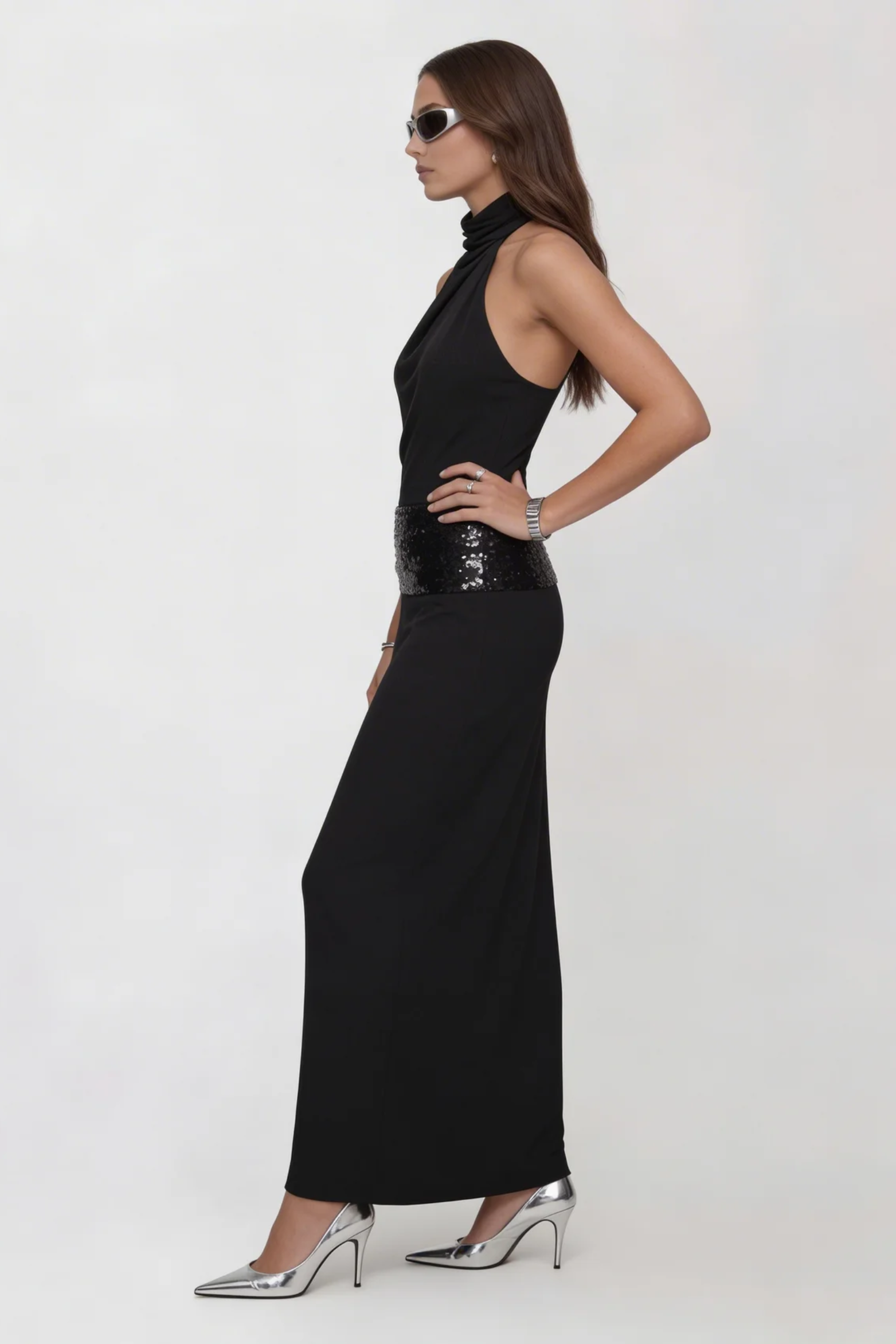 Midnight Noir Halter Dress, Black / L Midnight Noir Halter Dress, Black / L