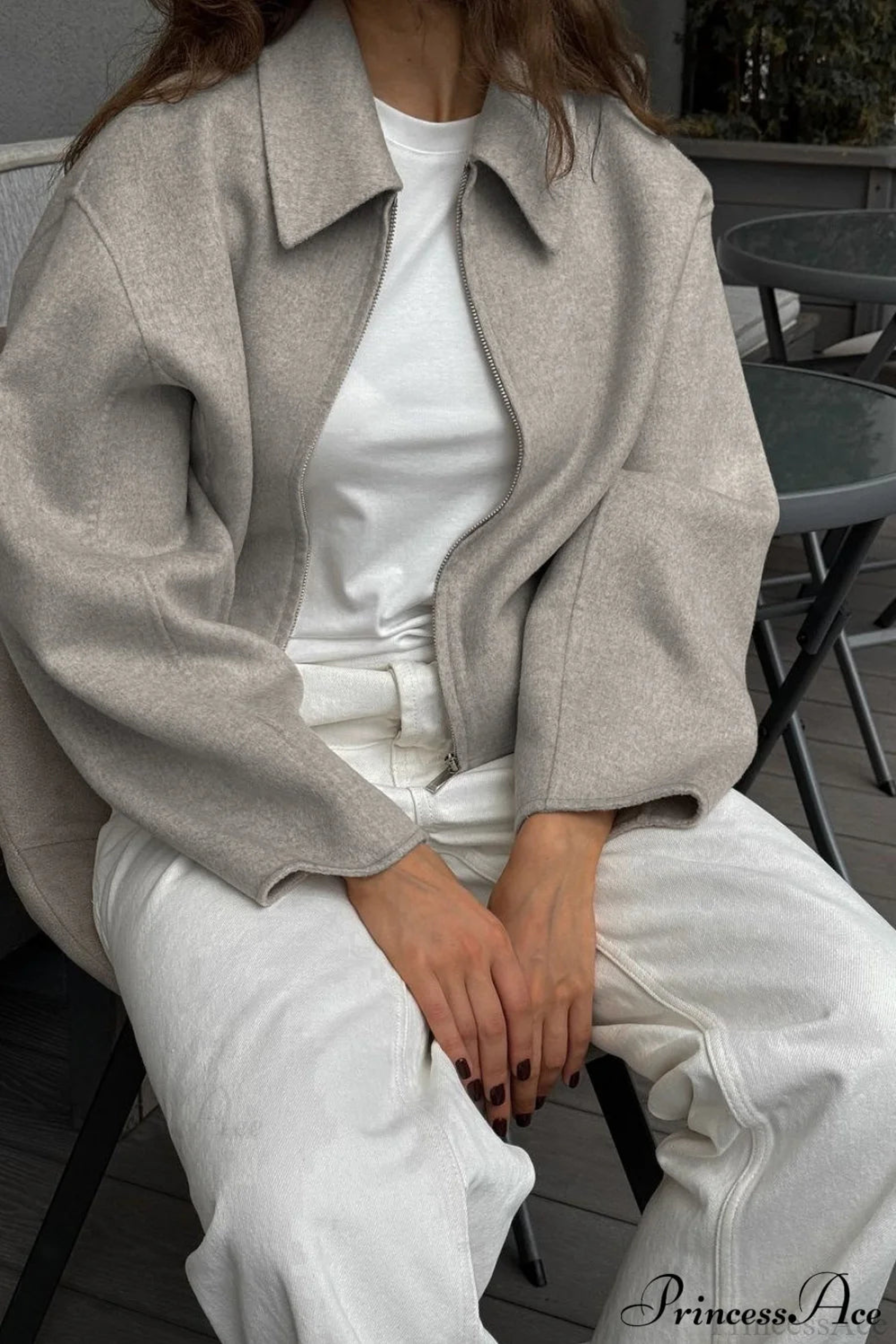 Women's Brown Wool-Blend Lapel Jacket