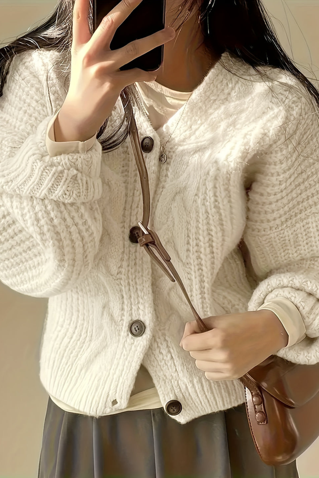 Women's Cable Knit Button Cardigan