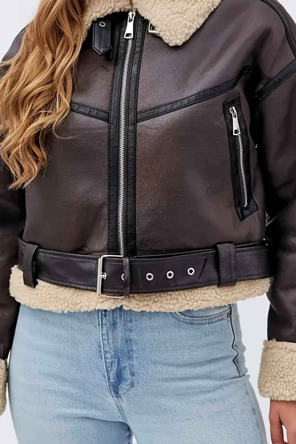 Women's Cropped Faux Shearling Jacket