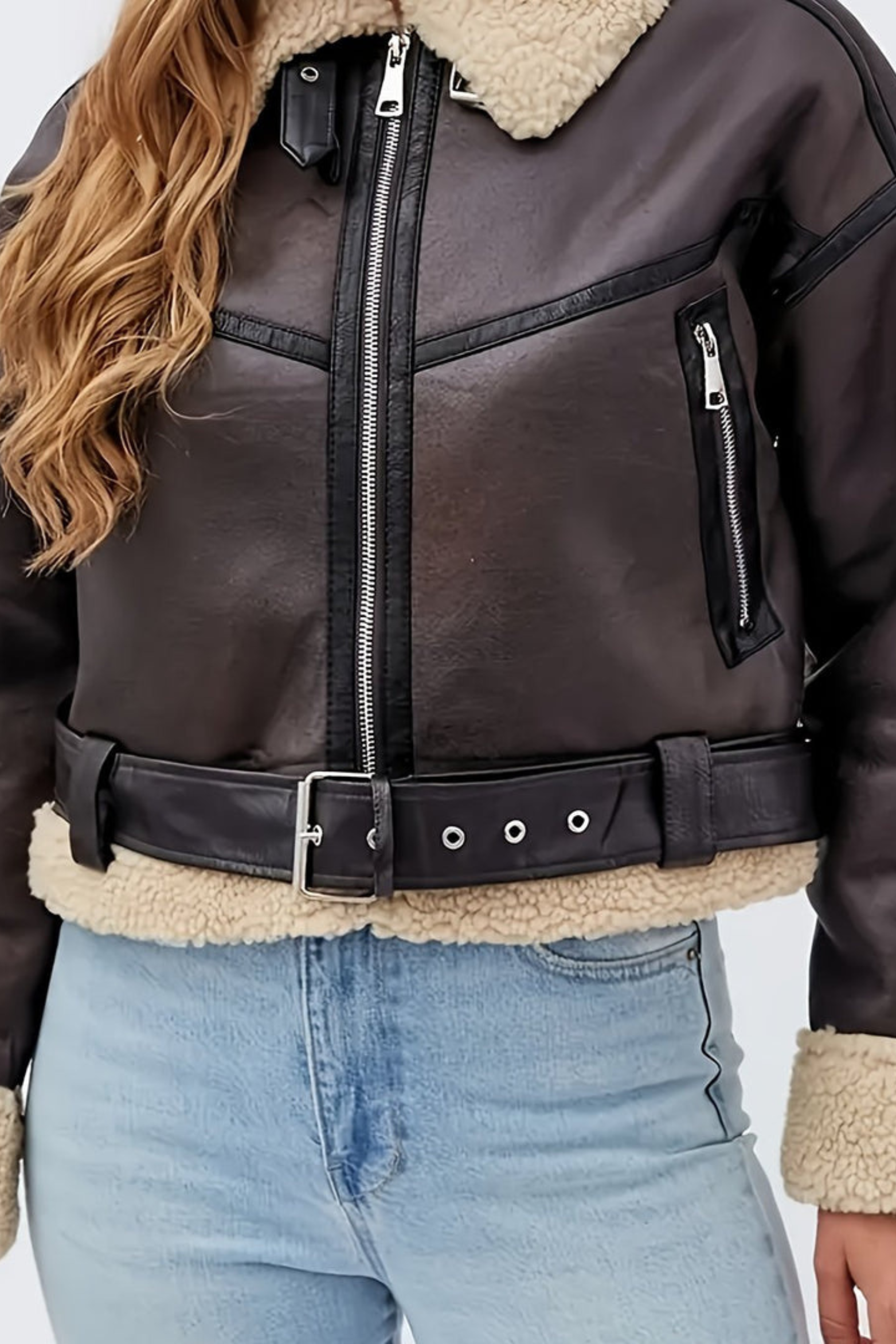 Women's Cropped Faux Shearling Jacket