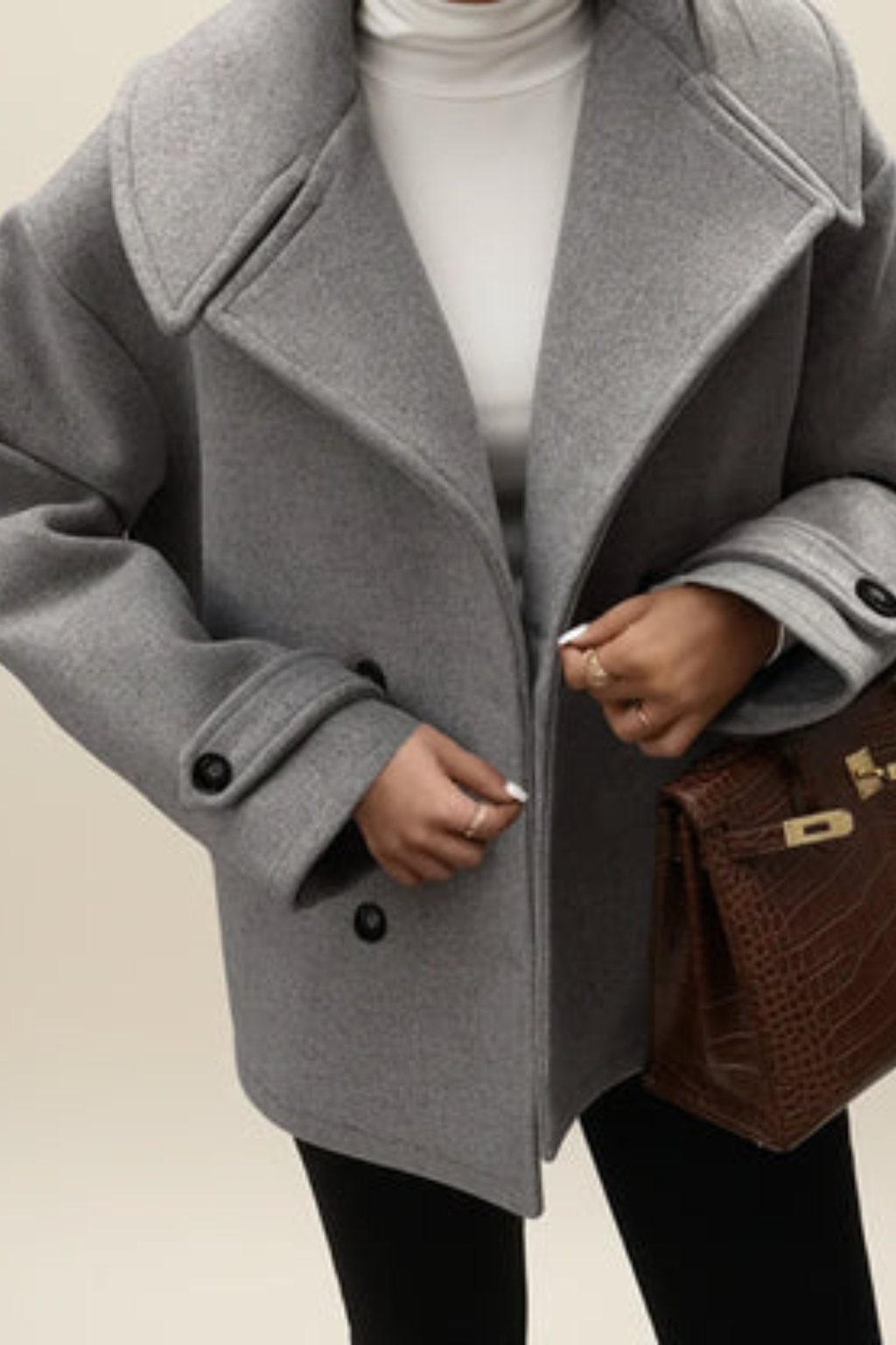 Women's Double Breasted Notched Lapel Pea Coat