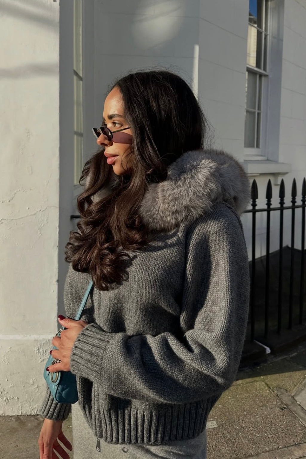 Women's Faux Fur Hooded Knit Jacket