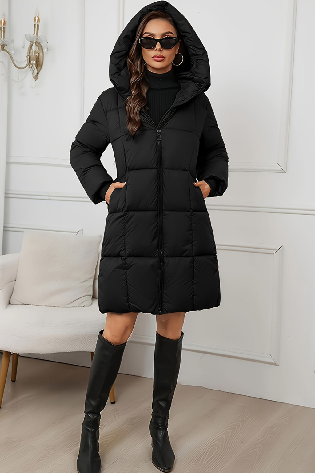 Women's Hooded Longline Puffer Coat