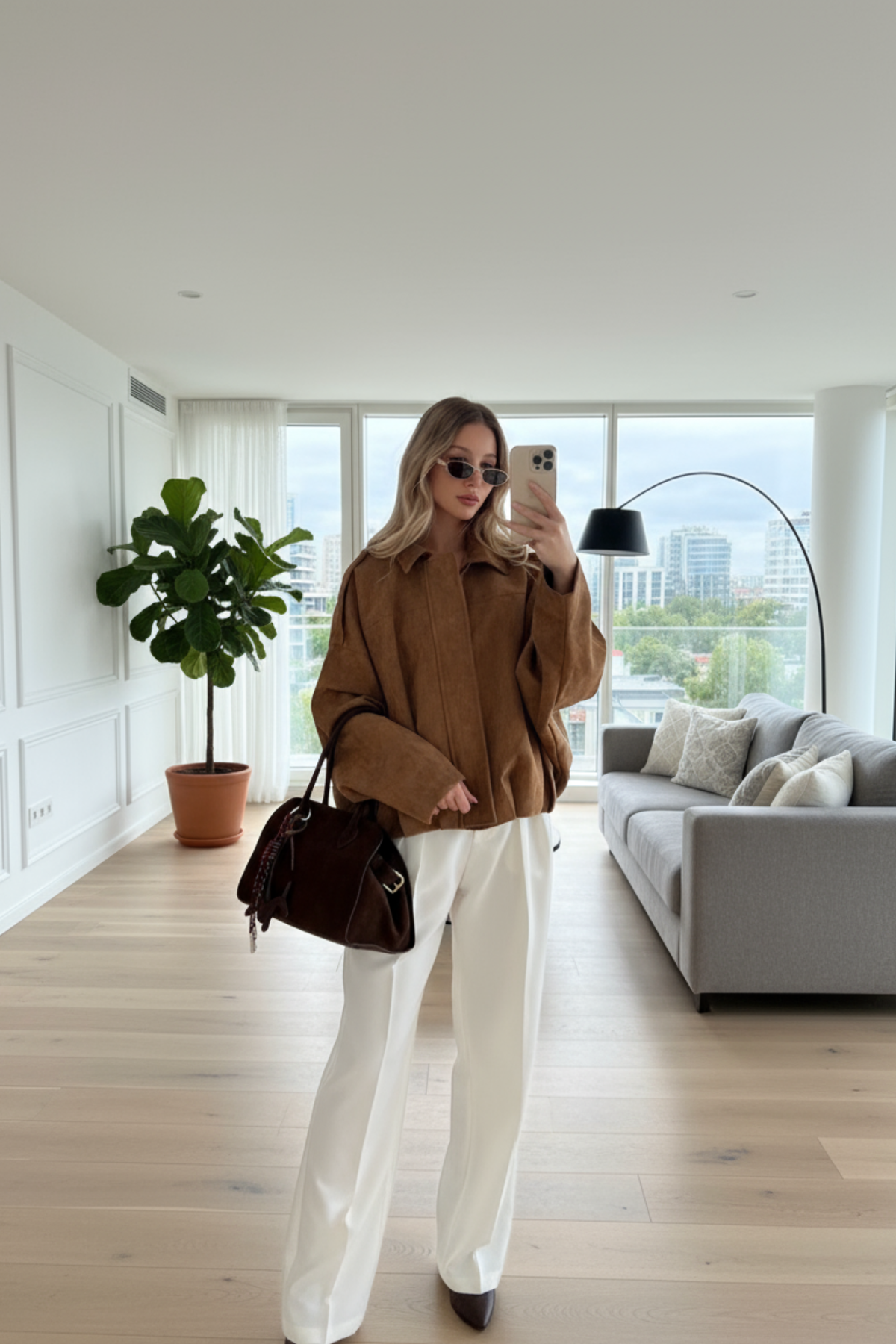 Olive Suede Bomber Jacket