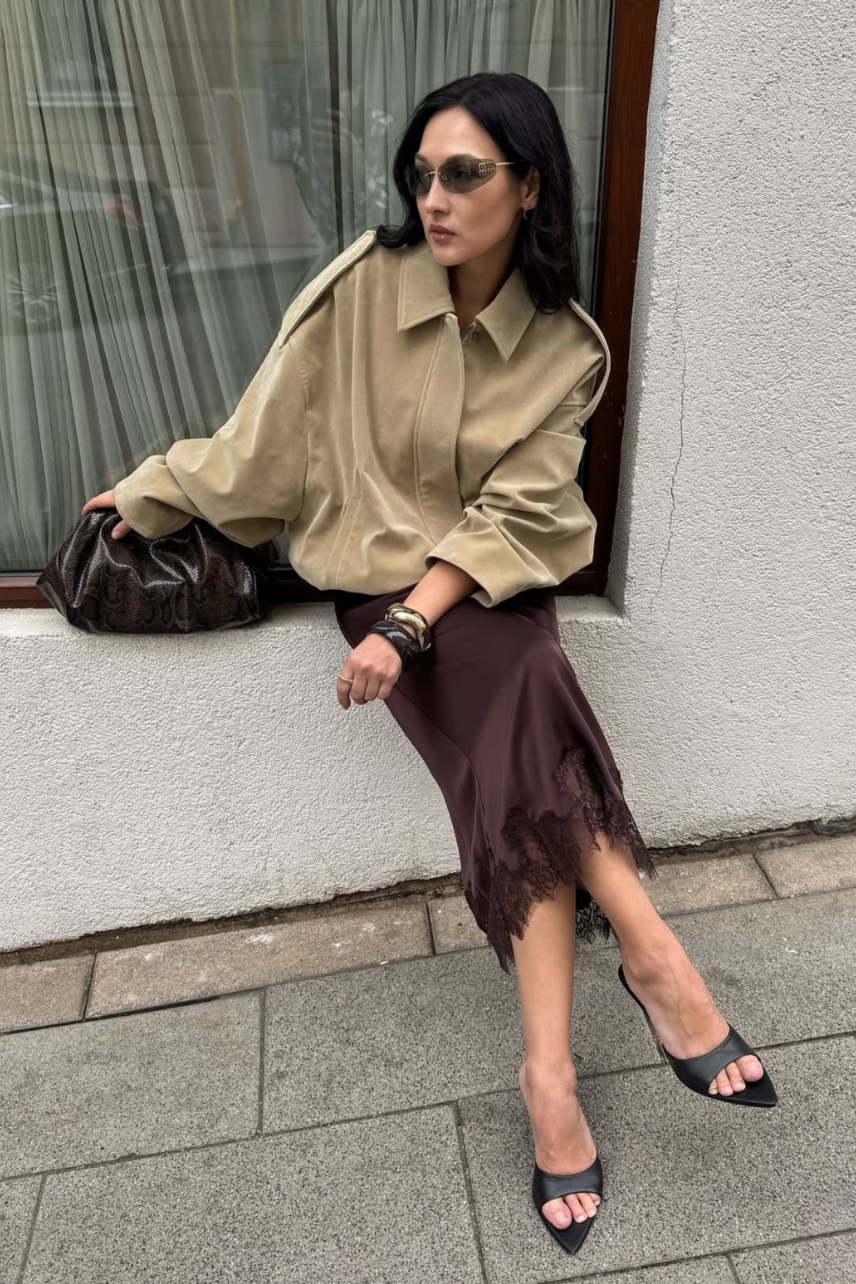 Olive Suede Bomber Jacket