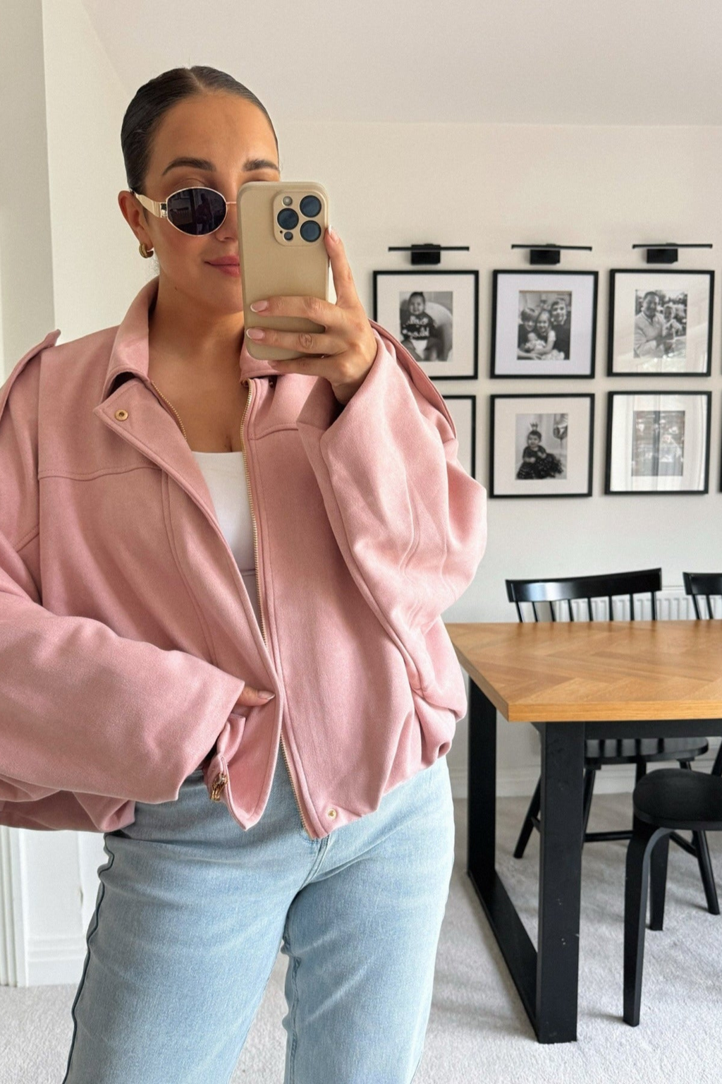Olive Suede Bomber Jacket