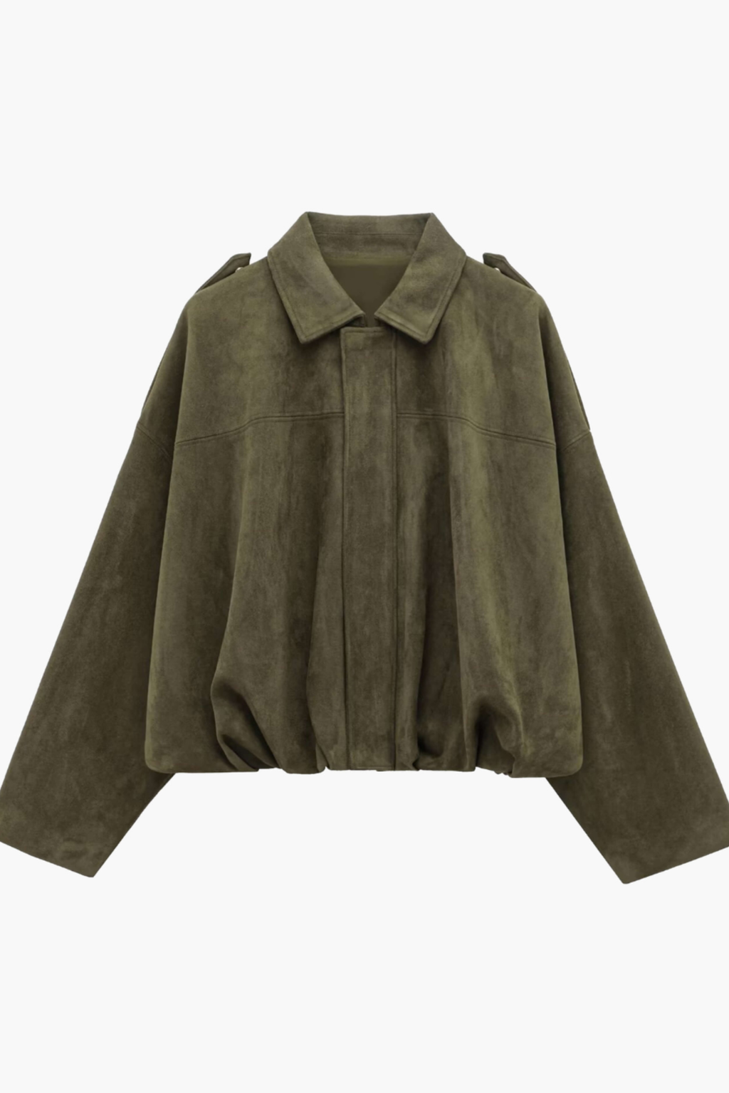 Olive Suede Bomber Jacket