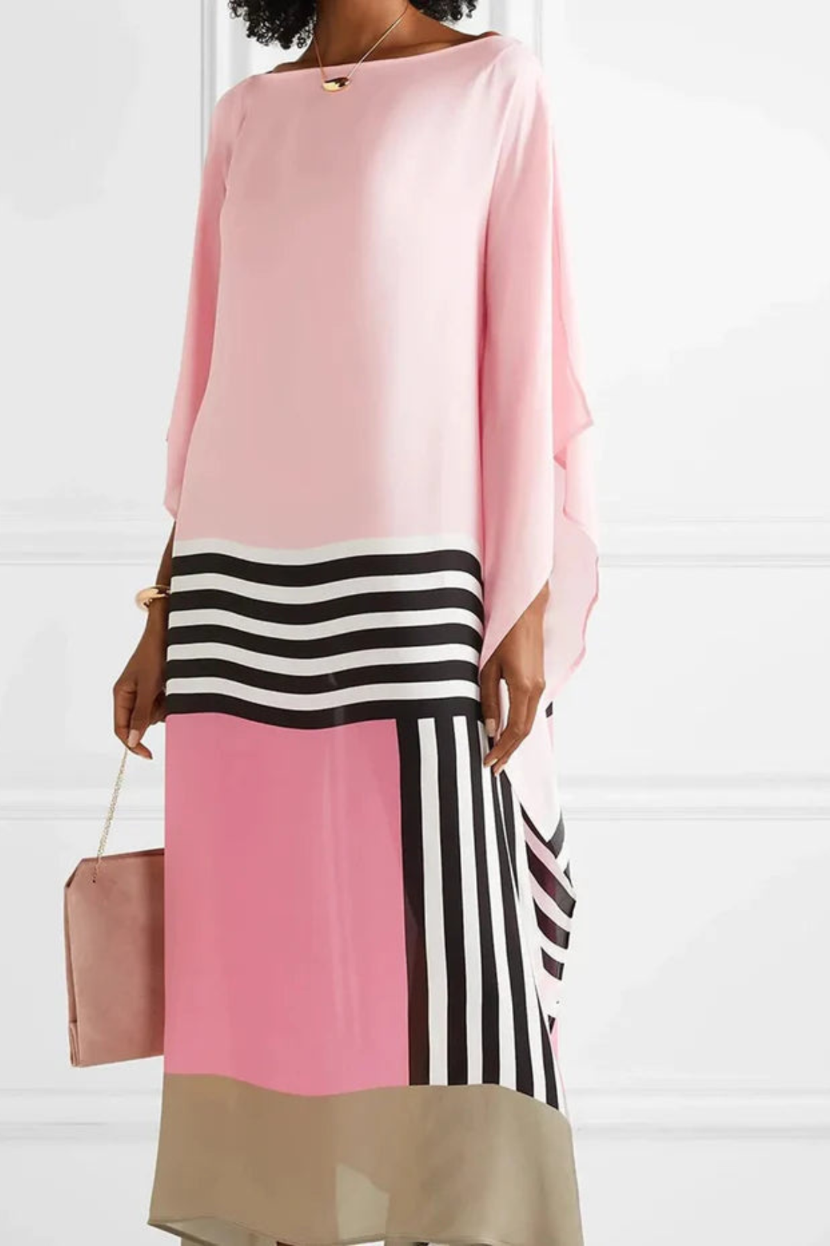 Pink Striped Flowing Kaftan