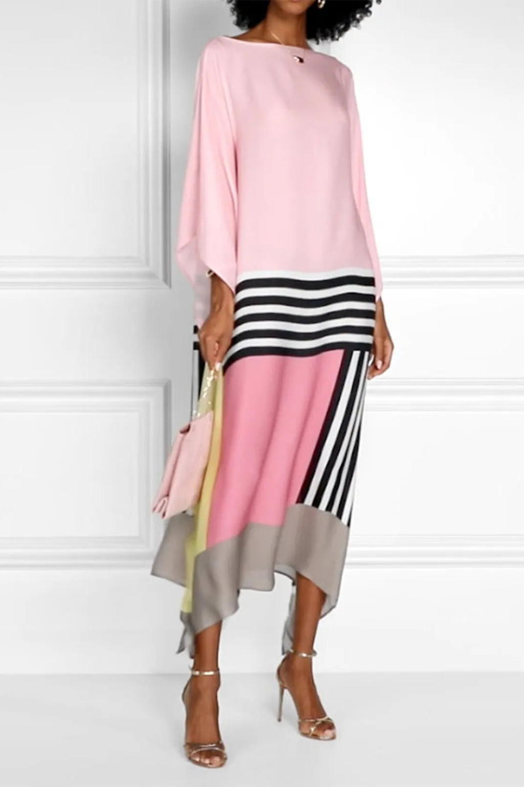 Pink Striped Flowing Kaftan