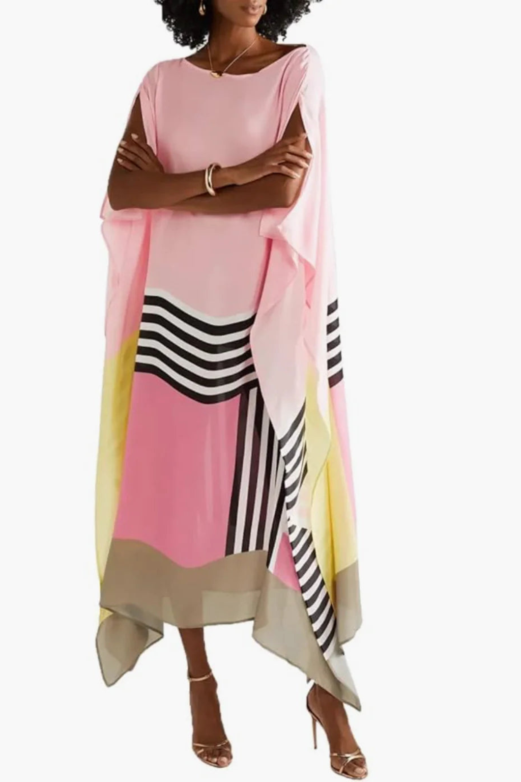 Pink Striped Flowing Kaftan