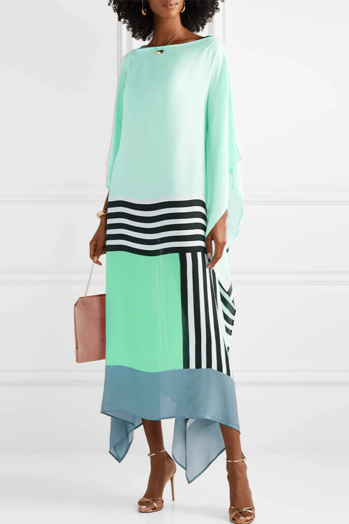 Pink Striped Flowing Kaftan