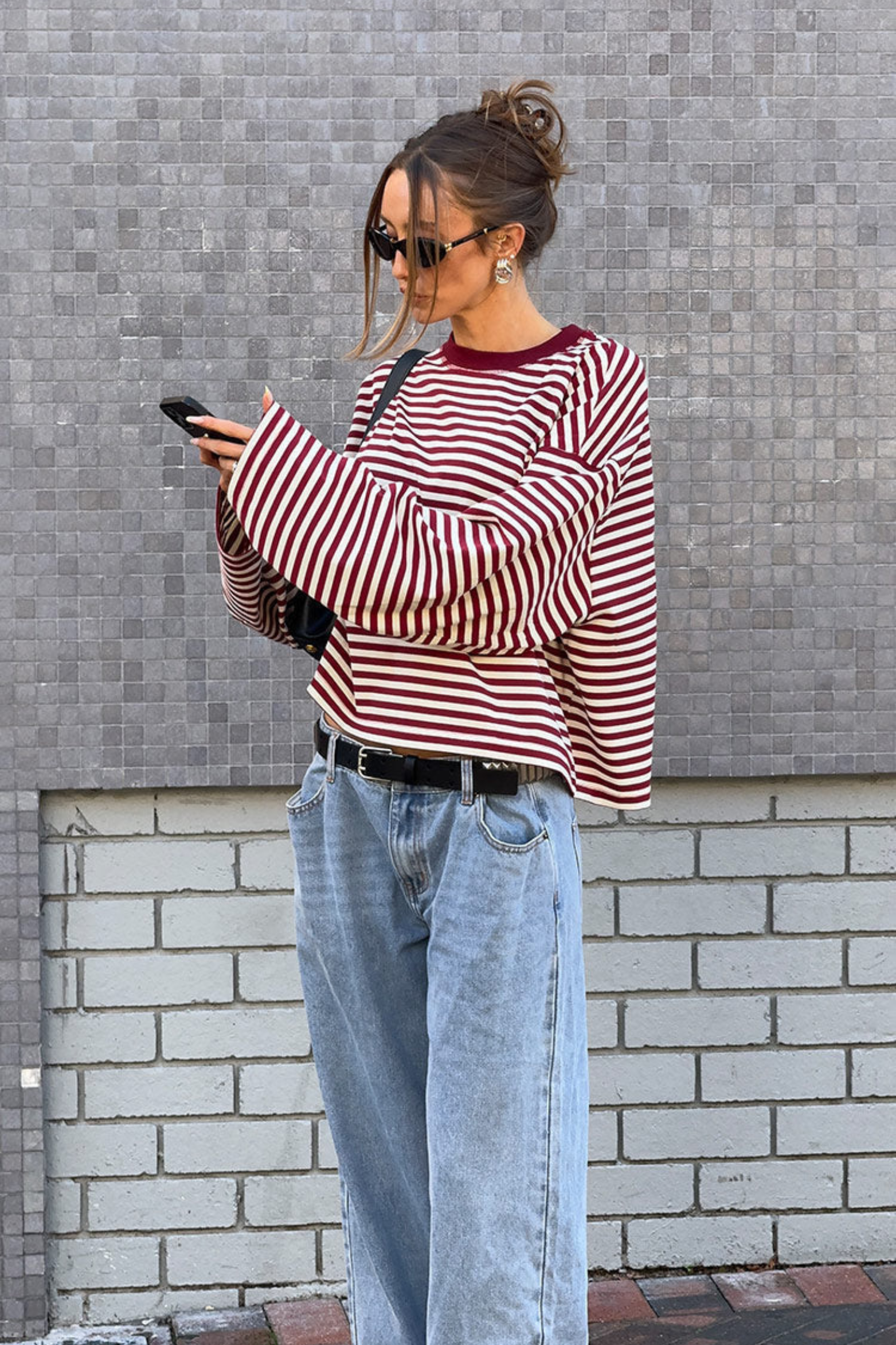 Women's Striped Oversized Knit Sweater