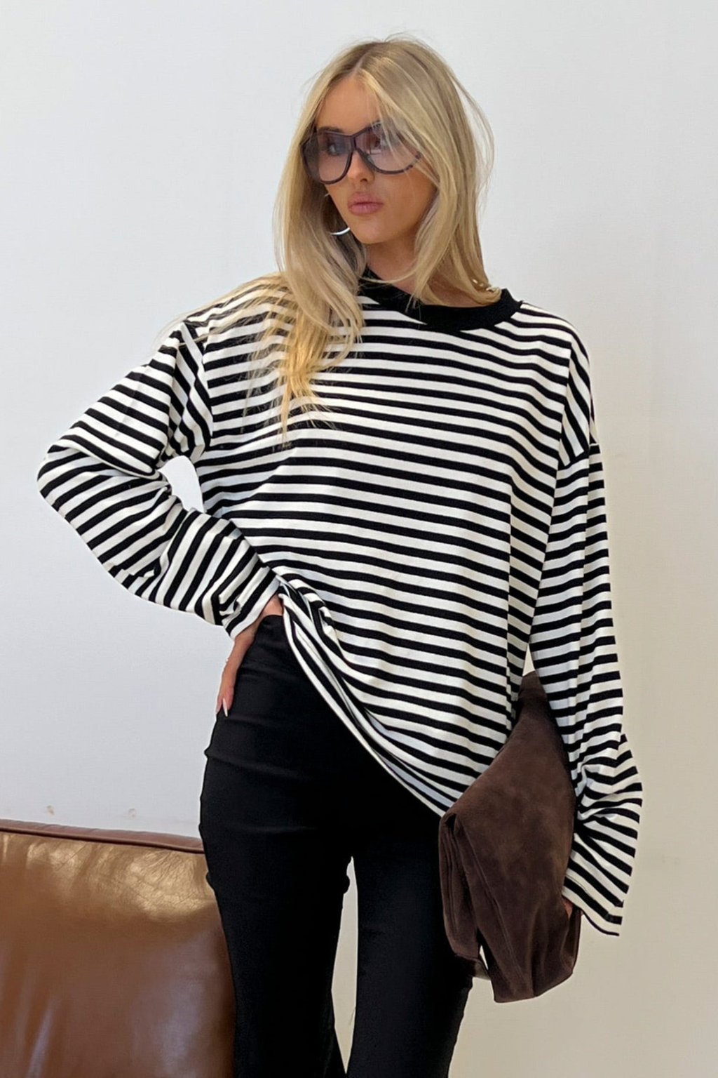 Women's Striped Oversized Knit Sweater