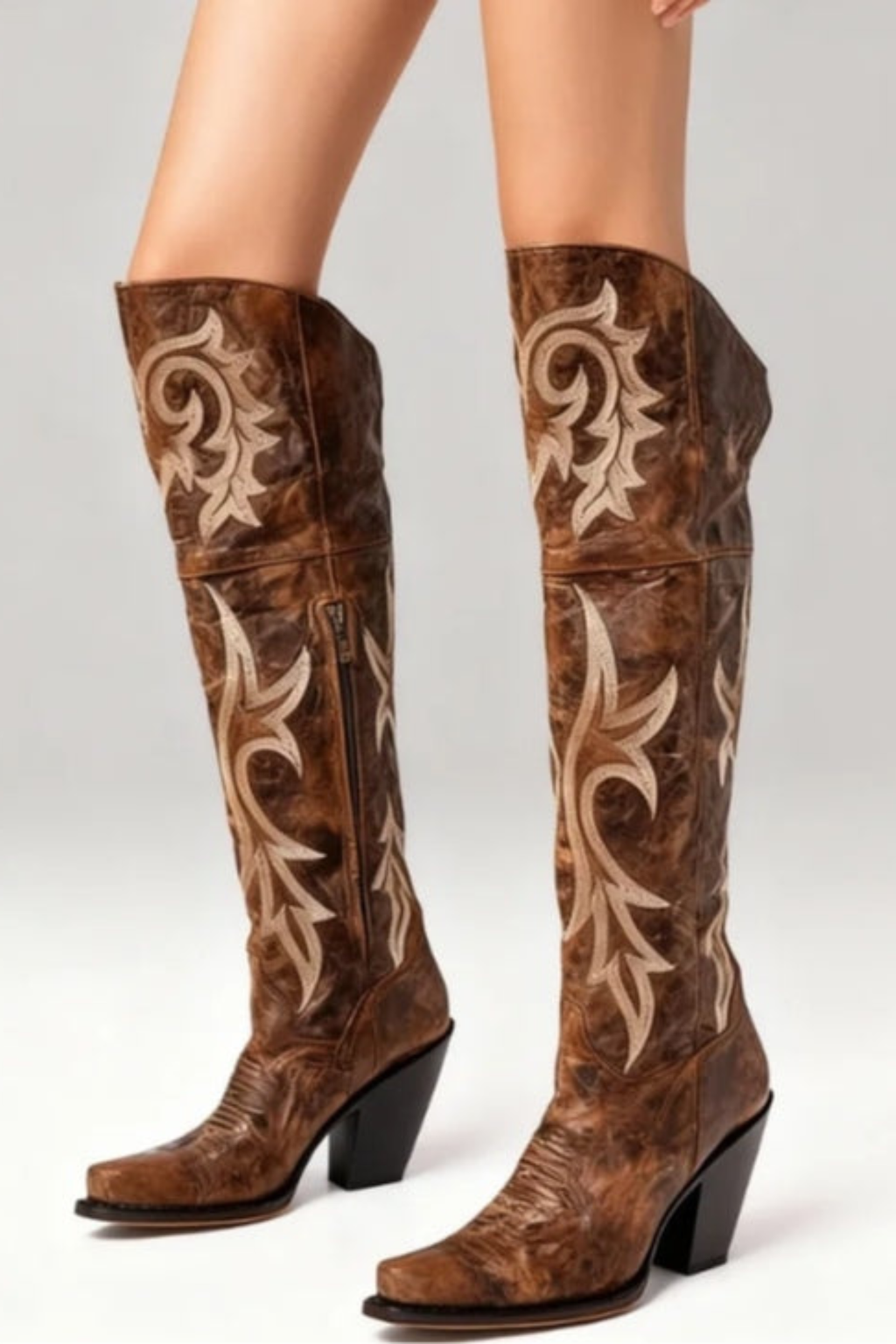 Suede Pointed Toe Knee High Boots