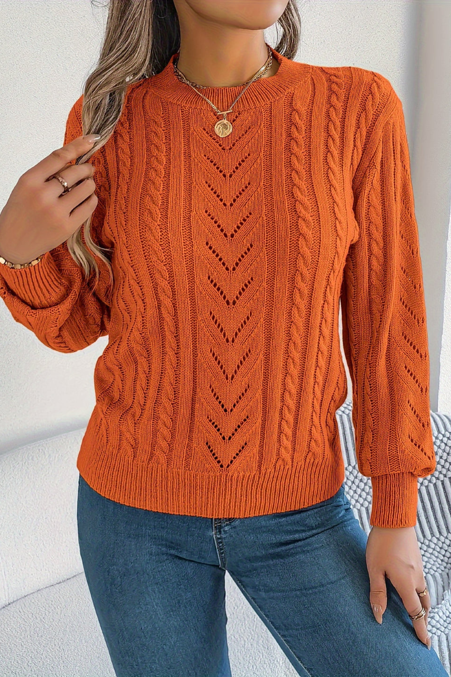 Women's Textured Cable Knit Sweater