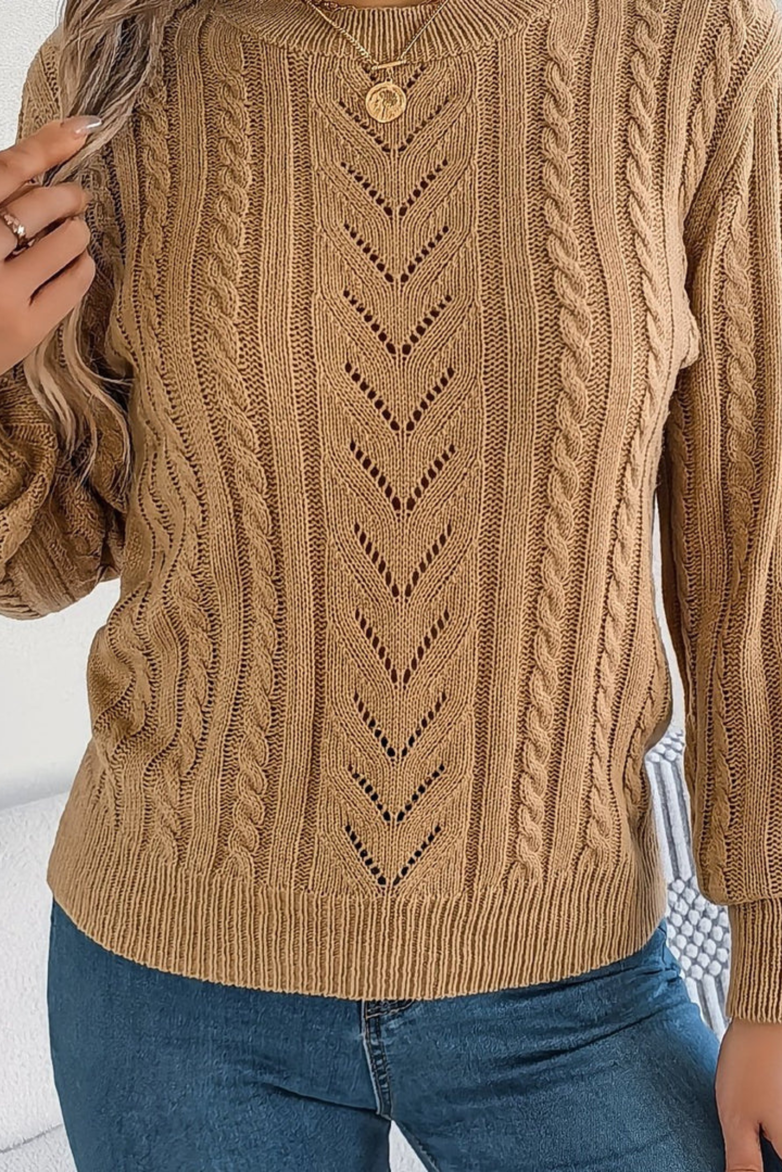 Women's Textured Cable Knit Sweater