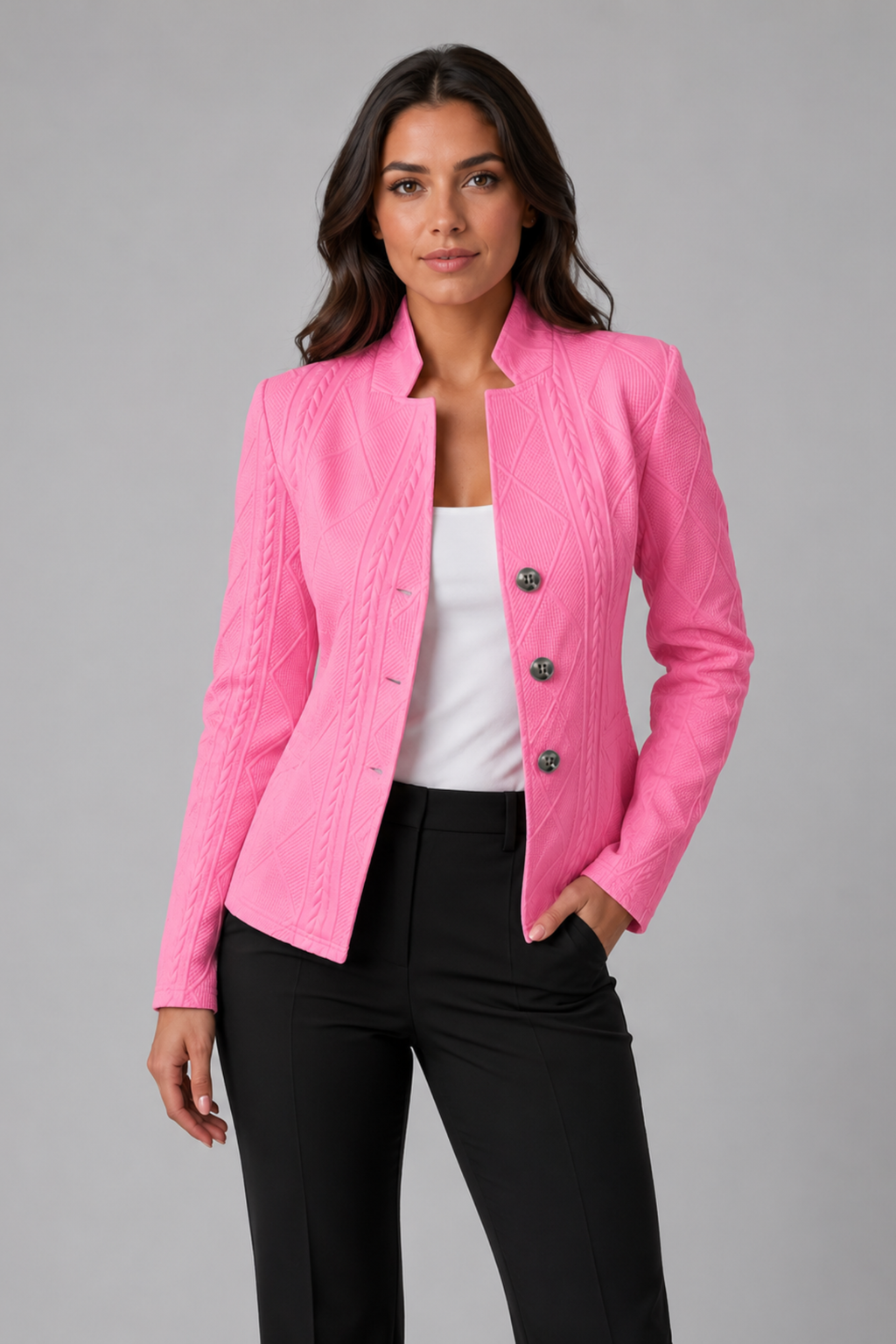 Women's Textured Tailored Blazer Jacket