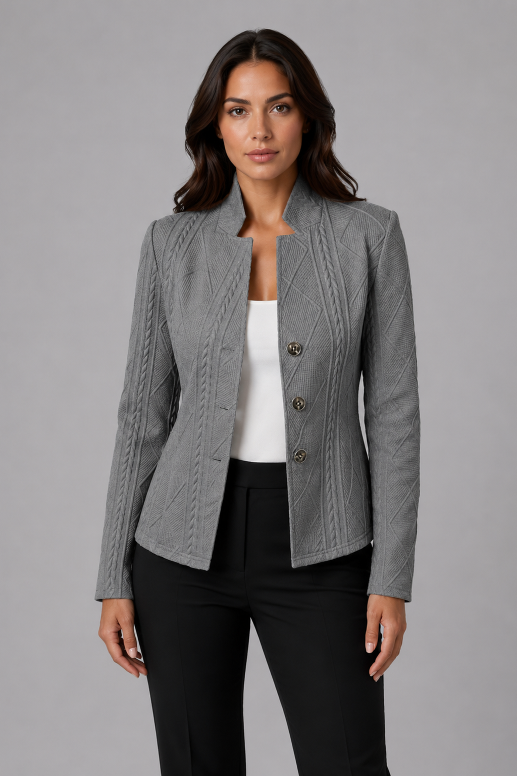 Women's Textured Tailored Blazer Jacket
