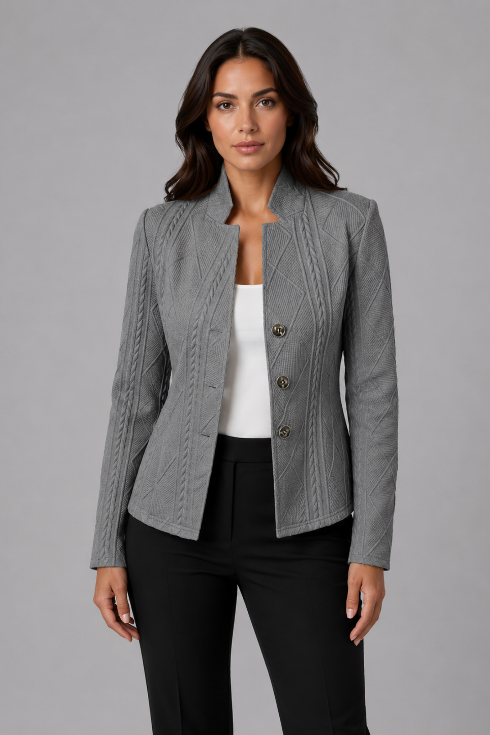 Women's Textured Tailored Blazer Jacket