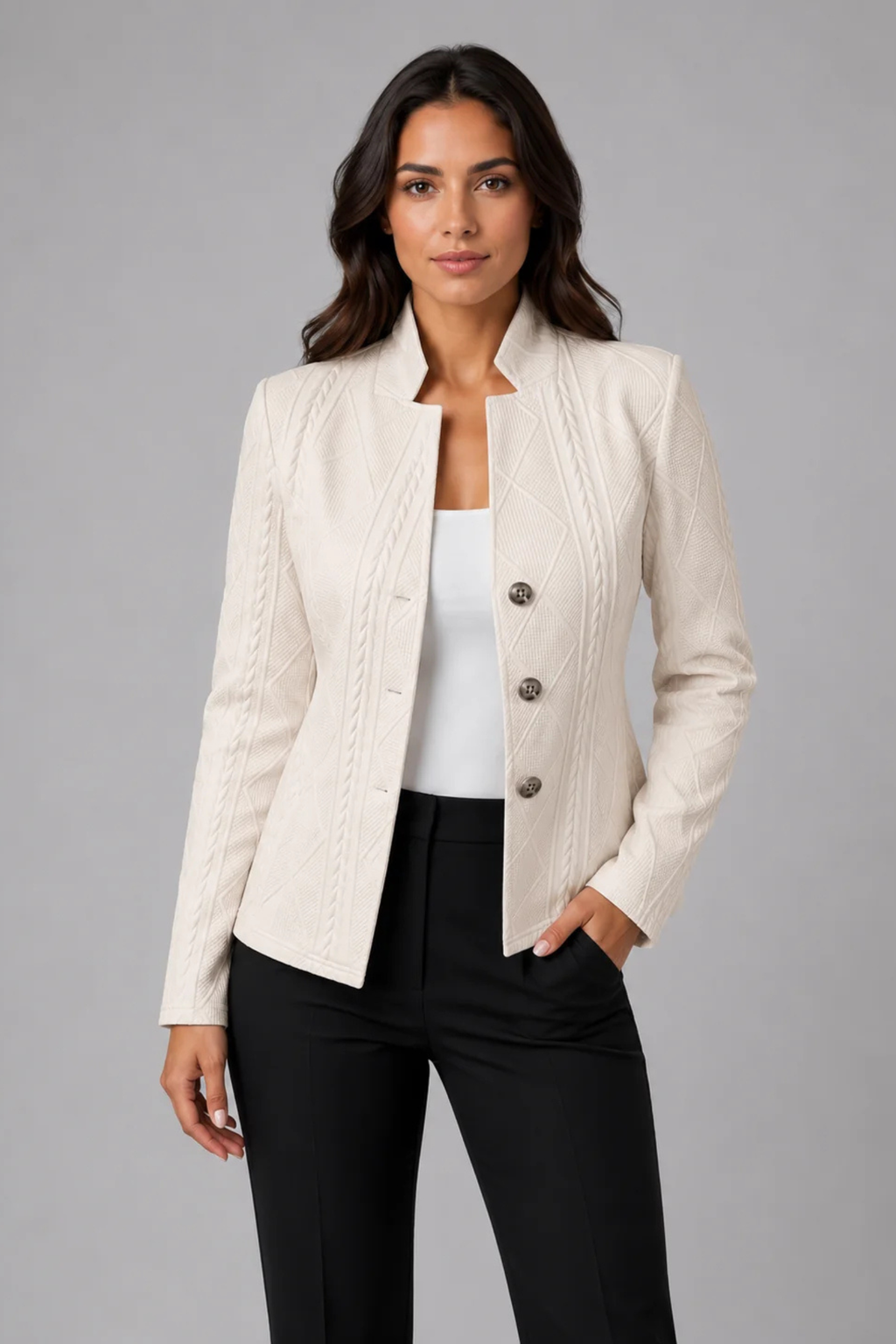 Women's Textured Tailored Blazer Jacket