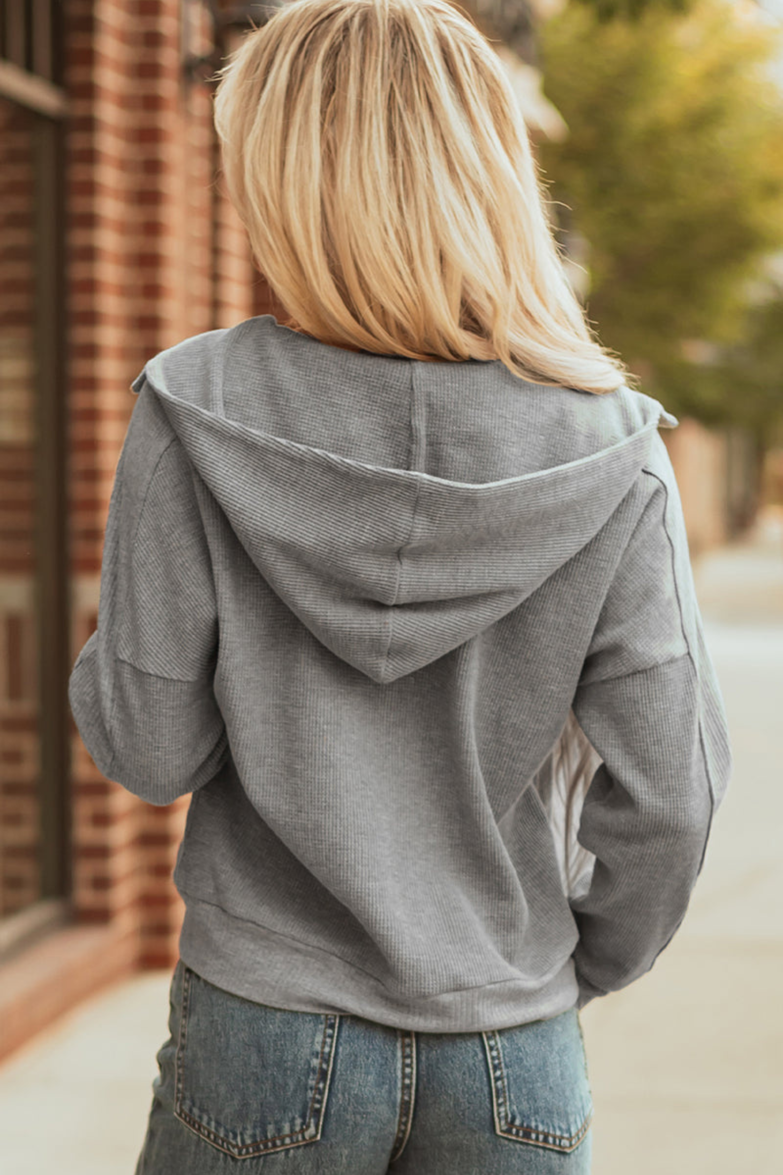 Women's Waffle Hooded Zip Jacket