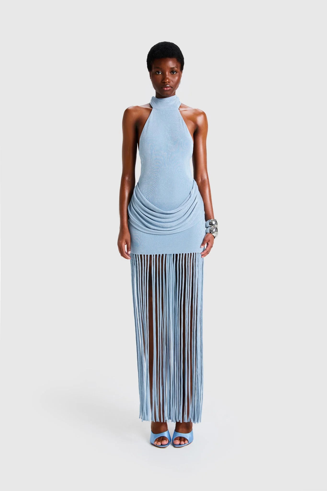 Azure Fringe Halo Maxi Dress